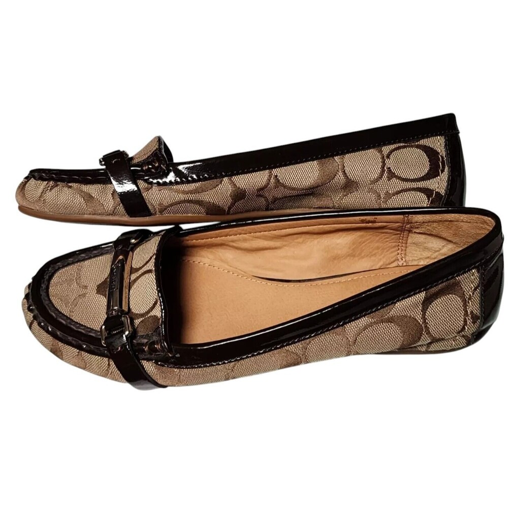 Coach Signature Canvas Loafers with Brown Accents, Size 7 - Picture 2 of 8